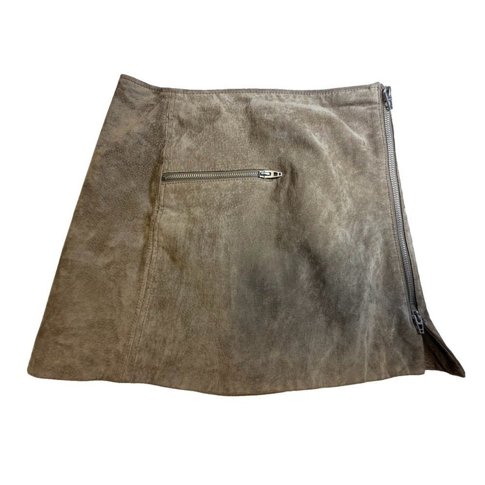 BLANKNYC Suede Leather Mini Skirt Womens 25 Moto Asymmetrical Zip 73K0185
